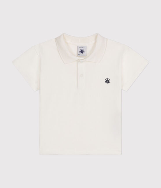 Polo bebè in cotone a manica corta bianco MARSHMALLOW