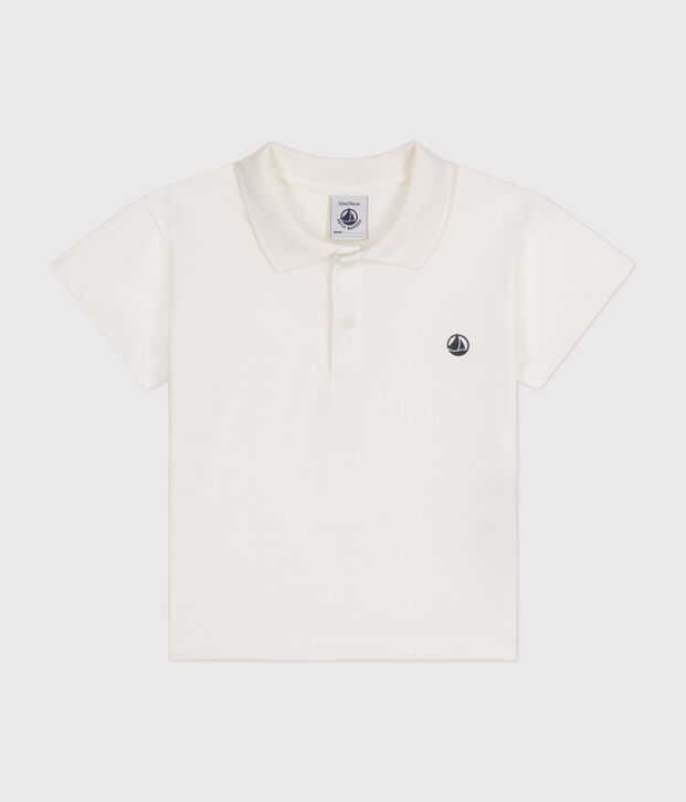 Polo beb&egrave; in cotone a manica corta bianco