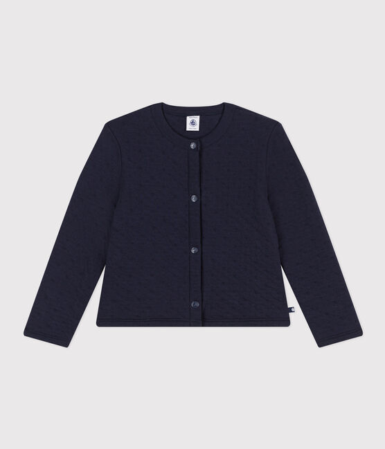 Cardigan in tubique trapuntato bambina blu SMOKING