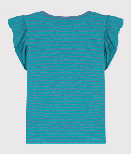 T-shirt bambina in cotone a righe verde LAVIS/blu VERDE