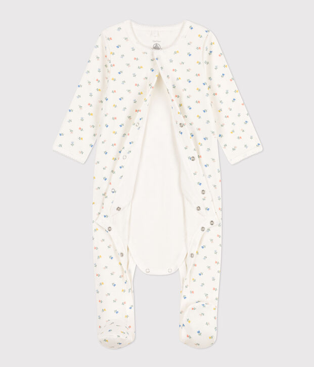 Bodyjama fiori in cotone bianco/multicolore