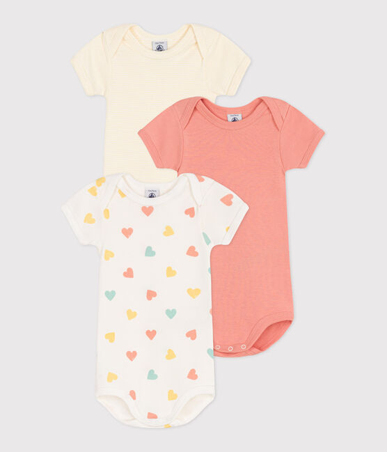 Set da 3 body a maniche corte in cotone con cuore neonato variante 1