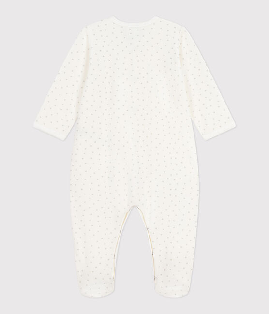 Pigiama in ciniglia con cuoricini stampati neonato bianco MARSHMALLOW/bianco MISTIGRI