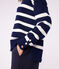 Maglione a collo alto in misto lana e cotone a righe donna blu SOIR/ MARSHMALLOW