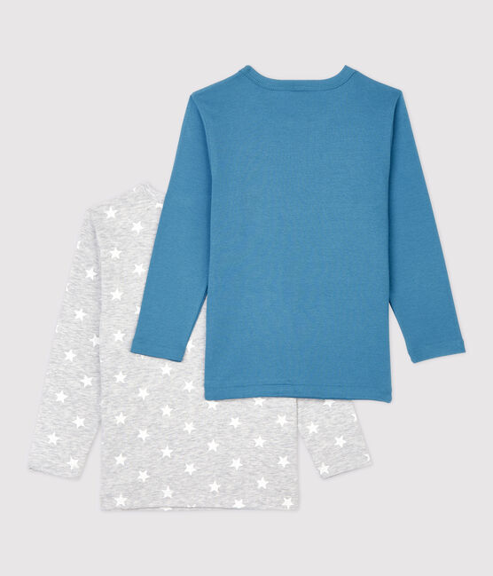 Cofezione da 2 t-shirt bambino a maniche lunghe fantasia stellata in cotone variante 1
