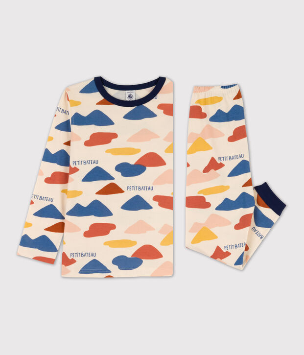 Pigiama bambina / bambino in cotone ecru/multicolore