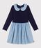 Abito a maniche lunghe bimateriale in cotone bambina SOIR