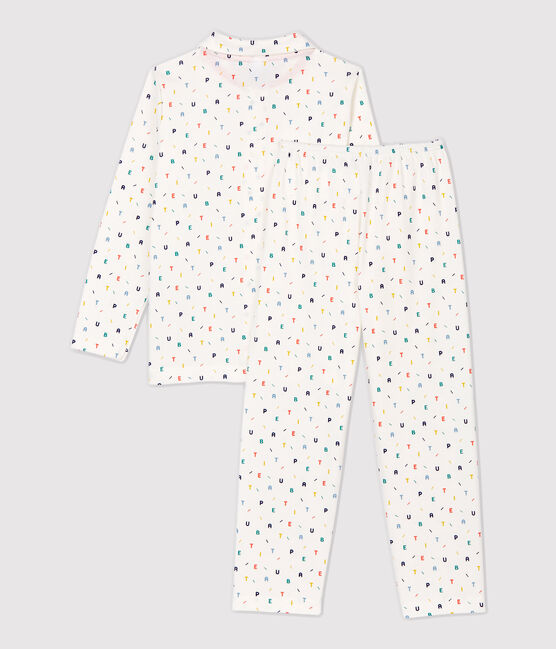 Pigiama bambino fantasia a lettere multicolore in cotone biologico bianco MARSHMALLOW/bianco MULTICO