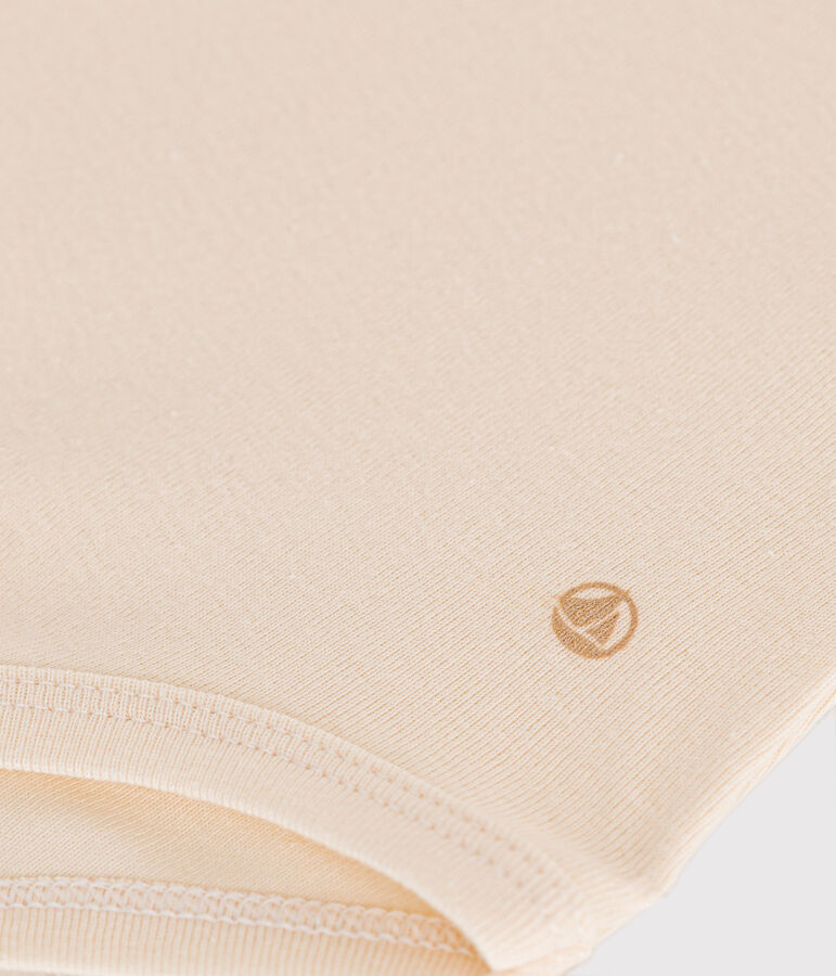 Body a manica lunga con colletto alla Claudine in cotone per beb&egrave; ecru