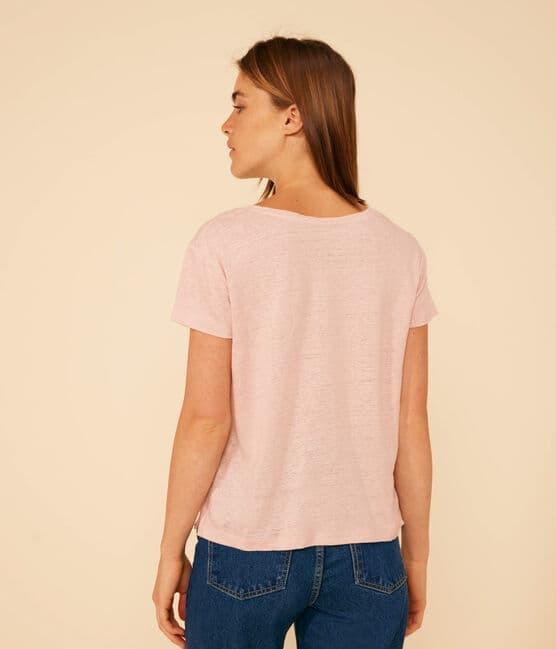 T-shirt Le Droit girocollo in lino donna rosa SALINE