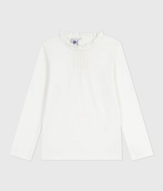 T-shirt a maniche lunghe in cotone tinta unita bambina bianco MARSHMALLOW