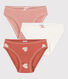Confezione da 3 slip cuore bambina in cotone 