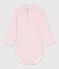 Body a dolcevita in cotone a righe neonato rosa/rosa