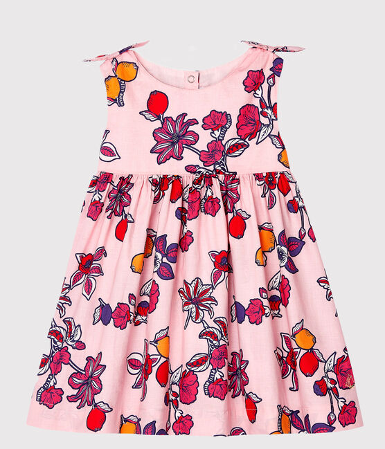 Abito senza maniche bebè femmina fantasia rosa MERVEILLE/bianco MULTICO