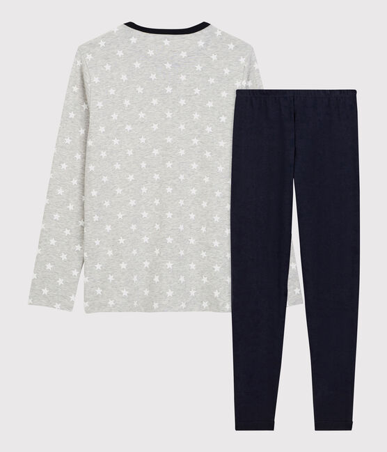 Pigiama bambino fantasia stellata in cotone grigio BELUGA/bianco MARSHMALLOW