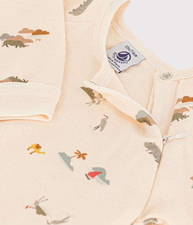 Tutina pigiama fantasia in cotone ecru/multicolore