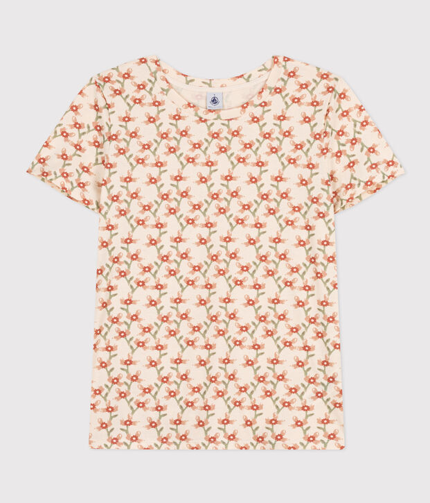 T-shirt LE DROIT girocollo in cotone Donna ecru/multicolore