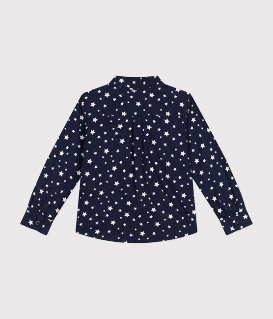 Camicia in flanella bambino blu MEDIEVAL/bianco MARSHMALLOW
