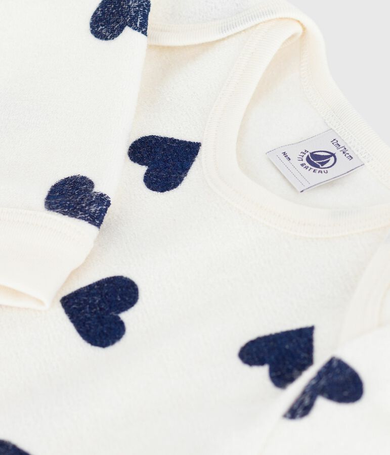 Pigiama in cotone con apertura senza automatici e cuore stampato neonato blu MILK/ SOIR