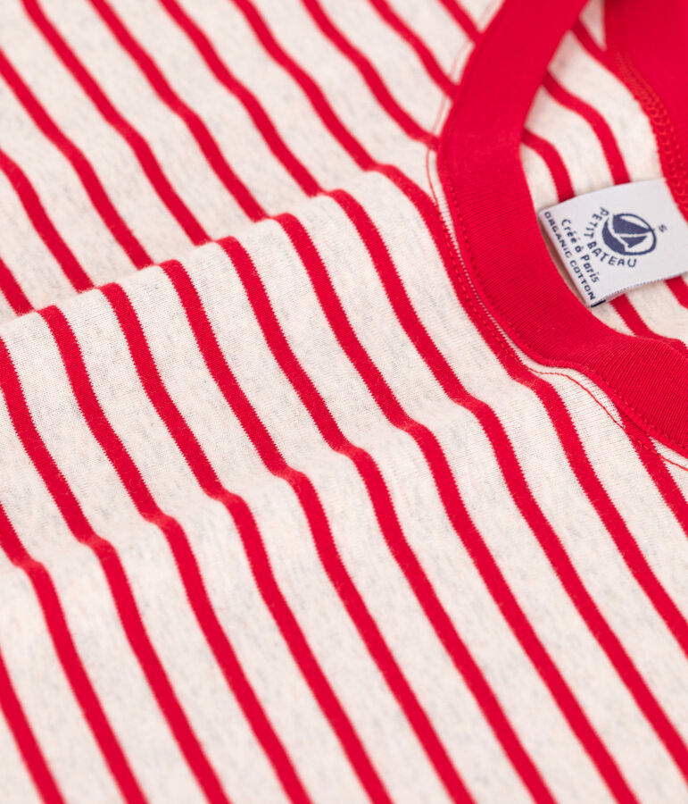 T-shirt L'ICONIQUE girocollo in cotone Donna beige/rosso