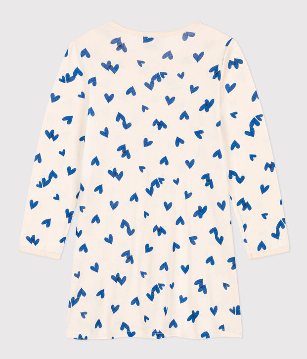 Camicia da notte cuore bambina in cotone ecru/multicolore