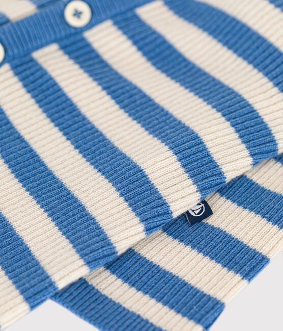Tutina in maglia di lana e cotone a righe neonato blu BEACH/ AVALANCHE