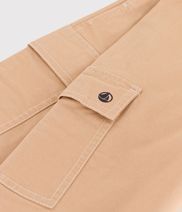 Pantaloni cargo bambina / bambino in twill beige