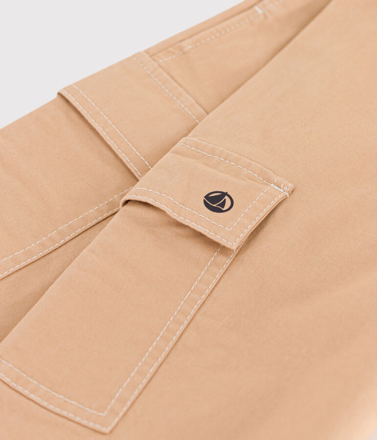 Pantaloni cargo bambina / bambino in twill beige TRENCH