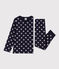 Pigiama bambino unisex in tubique a stelle blu SMOKING/bianco MARSHMALLOW