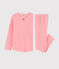 Pigiama millerighe bambina in cotone rosa PEACHY/bianco MARSHMALLOW