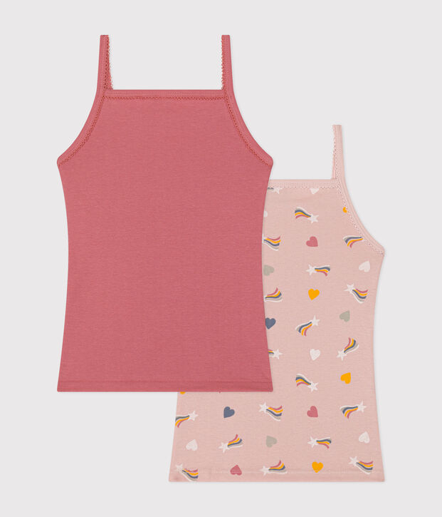 Set di 2 canottiere con spalline sottili in cotone a cuori bambino multicolore