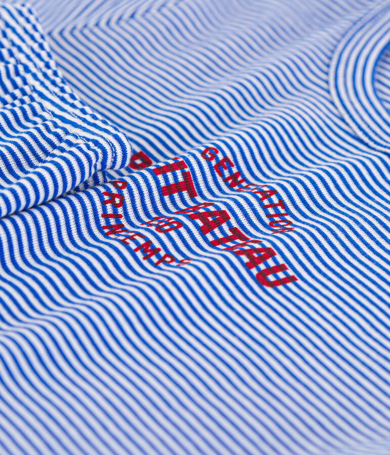 Pigiama a maniche corte rigato in cotone unisex blu/bianco