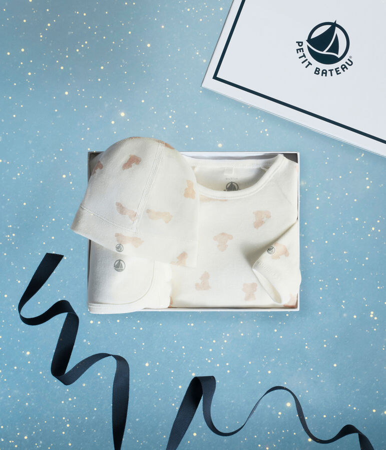 Confezione regalo in cotone con stampa neonato bianco/BRUN