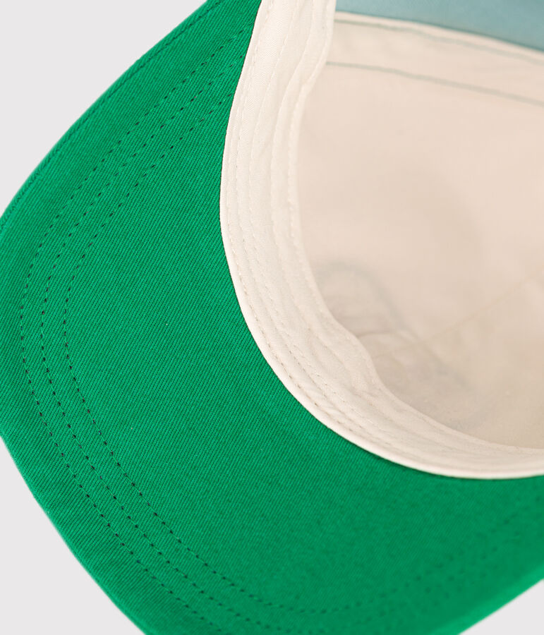 Berretto in cotone bambino ecru/verde