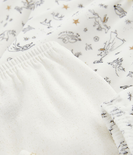 Camicia da notte bambina in velluto, con leggings bianco MARSHMALLOW/bianco MULTICO