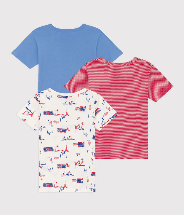 Confezione da 3 t-shirt manica corta fantasia Parigi bambino in cotone multicolore