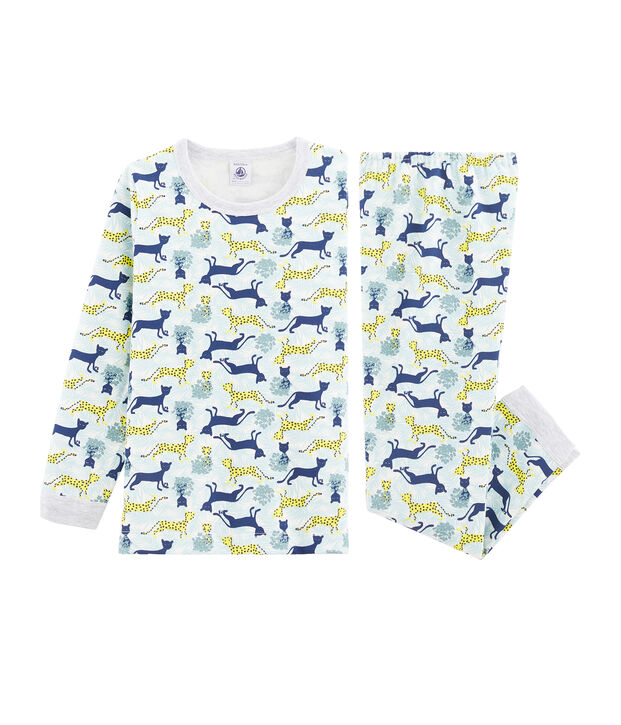 Pigiama bambino in molleton bianco/multicolore
