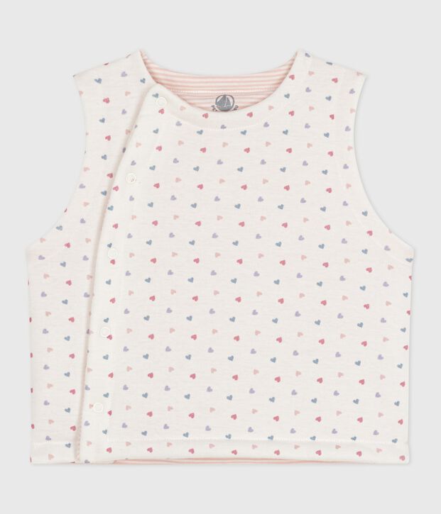 Cardigan senza maniche double face in cotone con stampa neonato bianco/multicolore