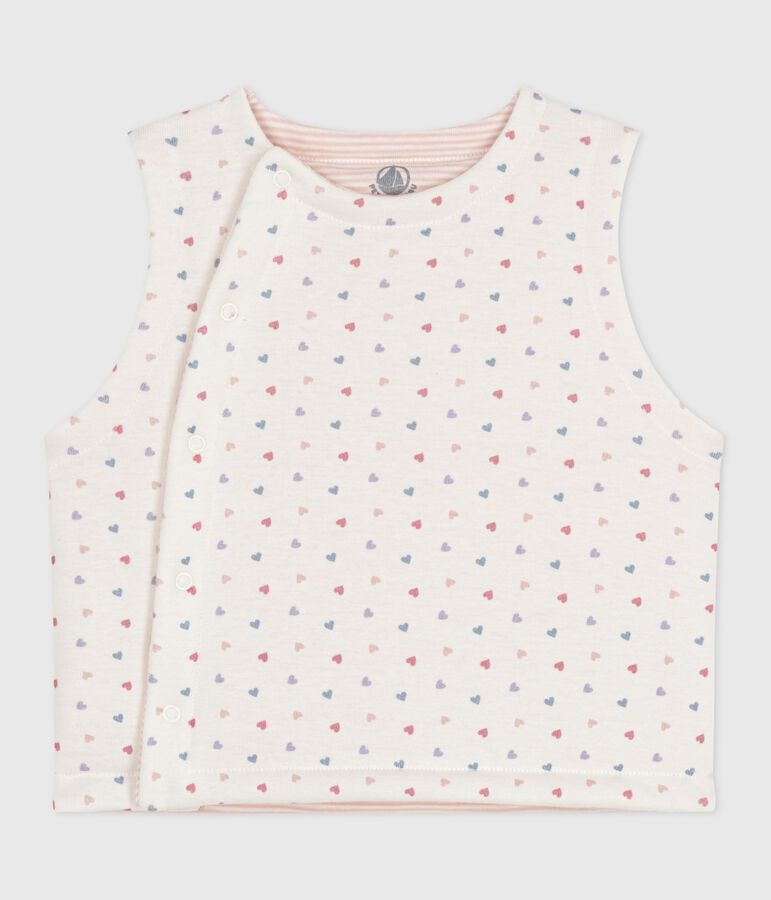 Cardigan senza maniche double face in cotone con stampa neonato bianco/multicolore