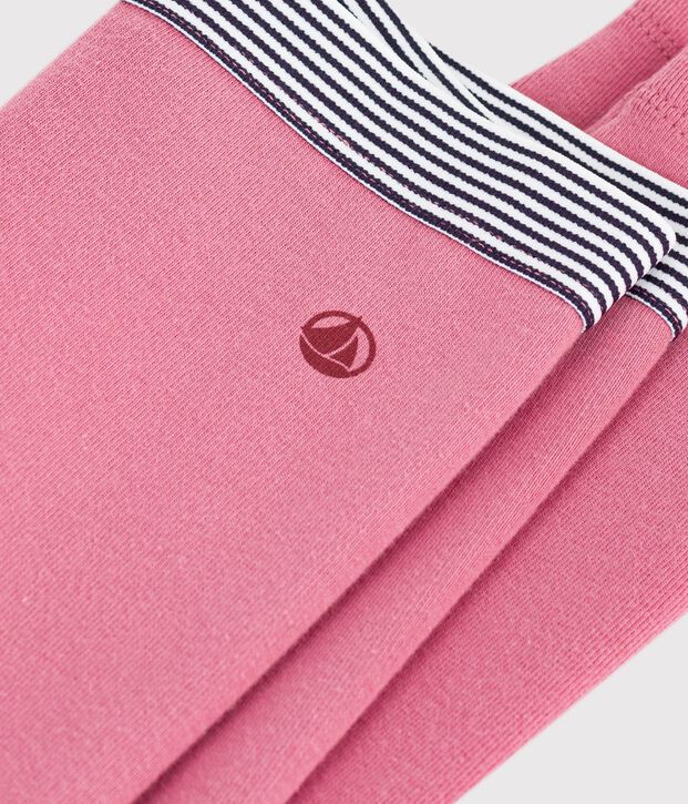 Leggings in cotone tinta unita bambina rosa