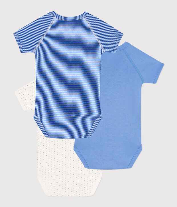 Confezione da 3 body incrociati a maniche corte fantasia in cotone multicolore