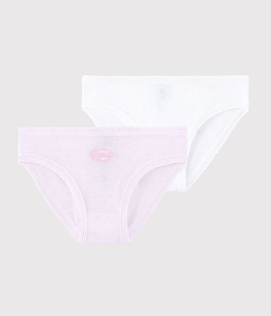 Confezione da 2 slip millerighe rosa bambina in cotone biologico variante 1