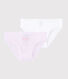 Confezione da 2 slip millerighe rosa bambina in cotone biologico