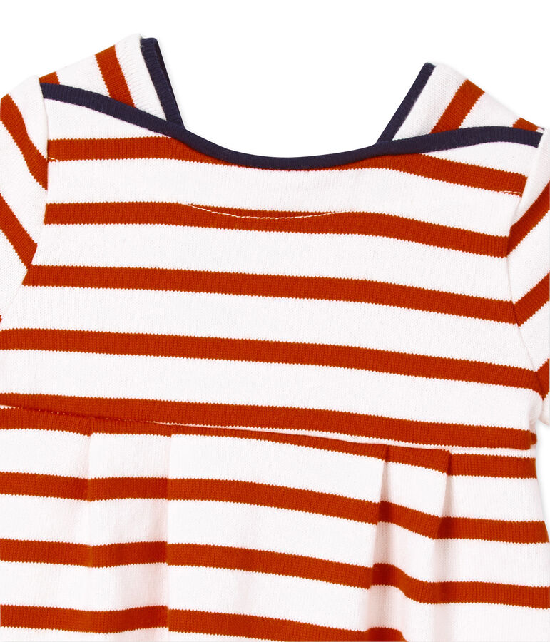 Robe b&eacute;b&eacute; fille en jersey lourd ray&eacute; bianco LAIT/rosso PEPS