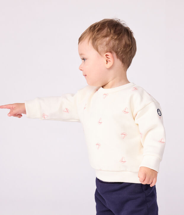 Felpa in cotone con stampa di barche vintage neonato rosso/rosso