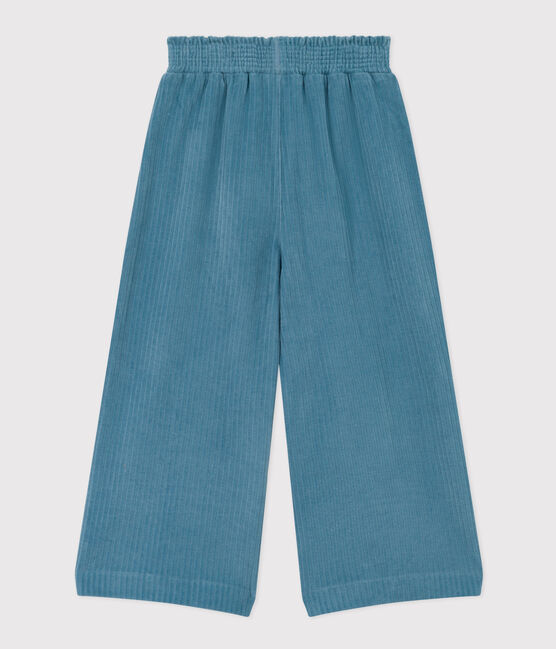 Pantaloni in velluto fine bambina blu POLOCHON