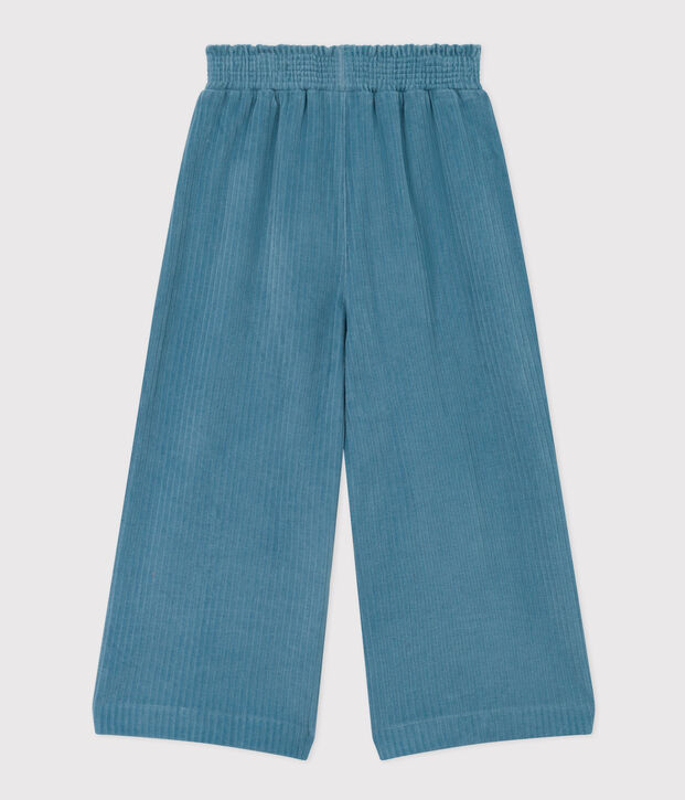 Pantaloni in velluto fine bambina blu