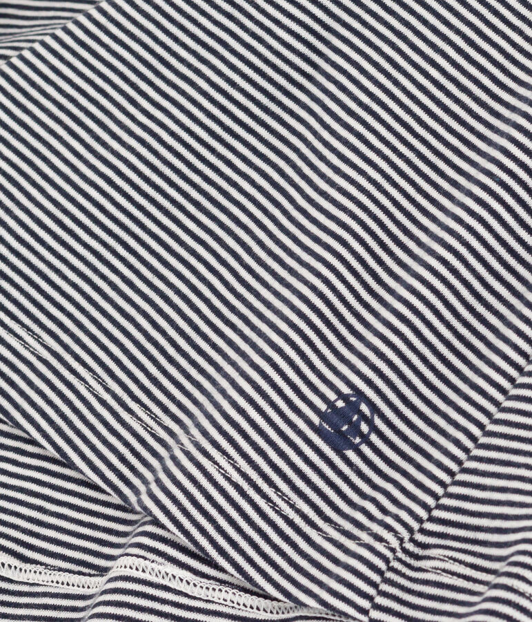 Camicia da notte corta in cotone rigato donna blu/bianco