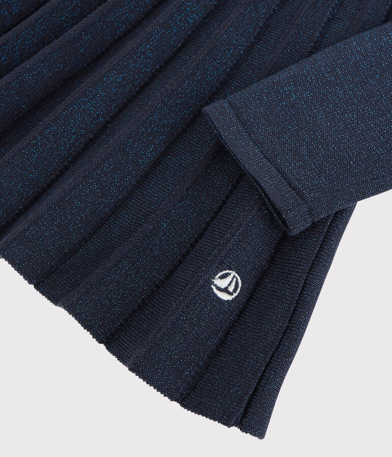 Abito bambina a maniche lunghe in cotone blu SMOKING BRILLANT