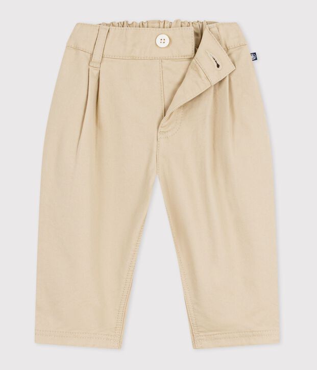 Pantaloni in serge tinta unita neonato beige